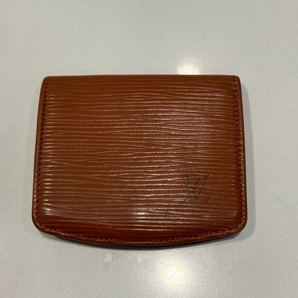 Authentic Louis Vuitton Coin Case in Brown Epi Leather